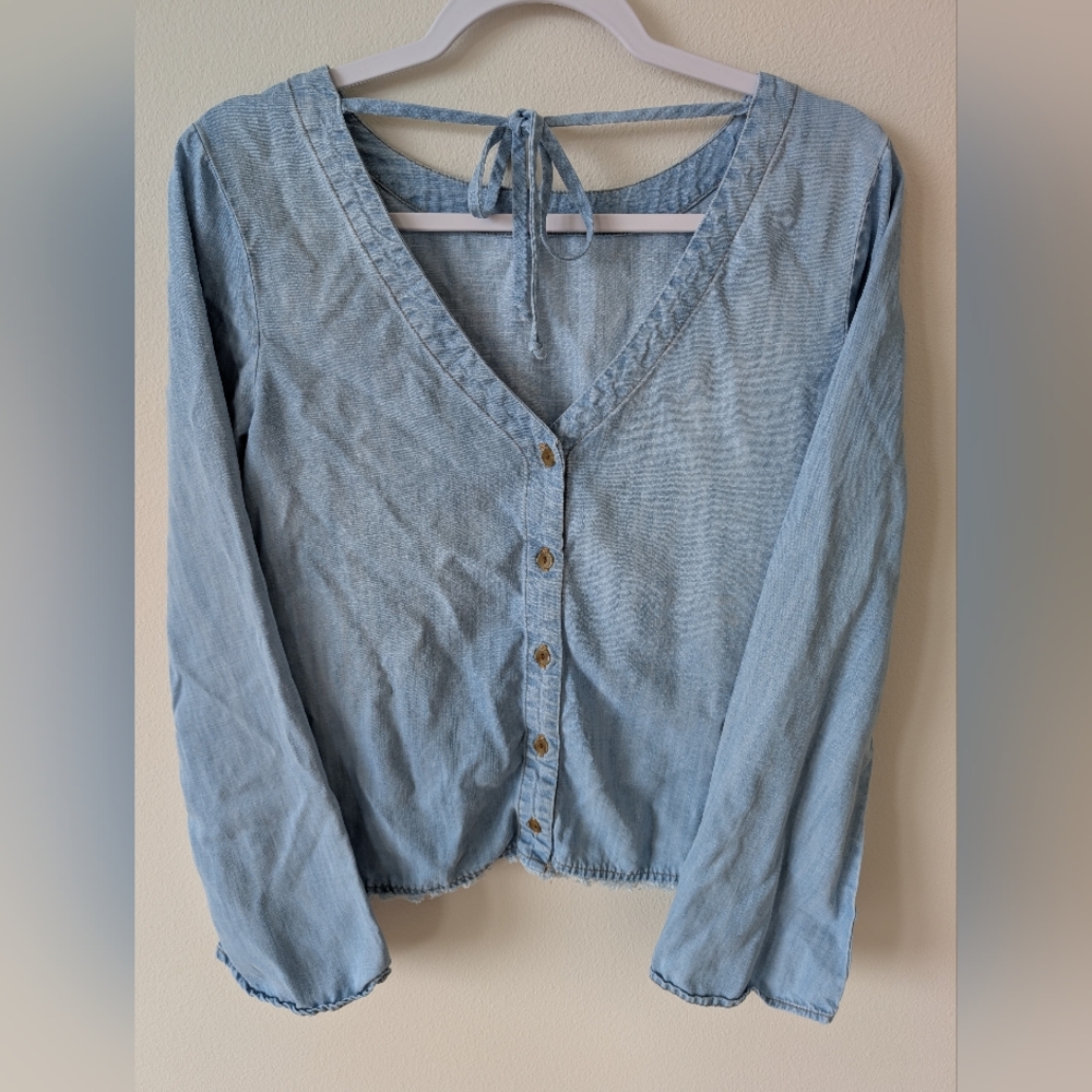 Anthropologie Cloth & Stone Blue Denim Blouse